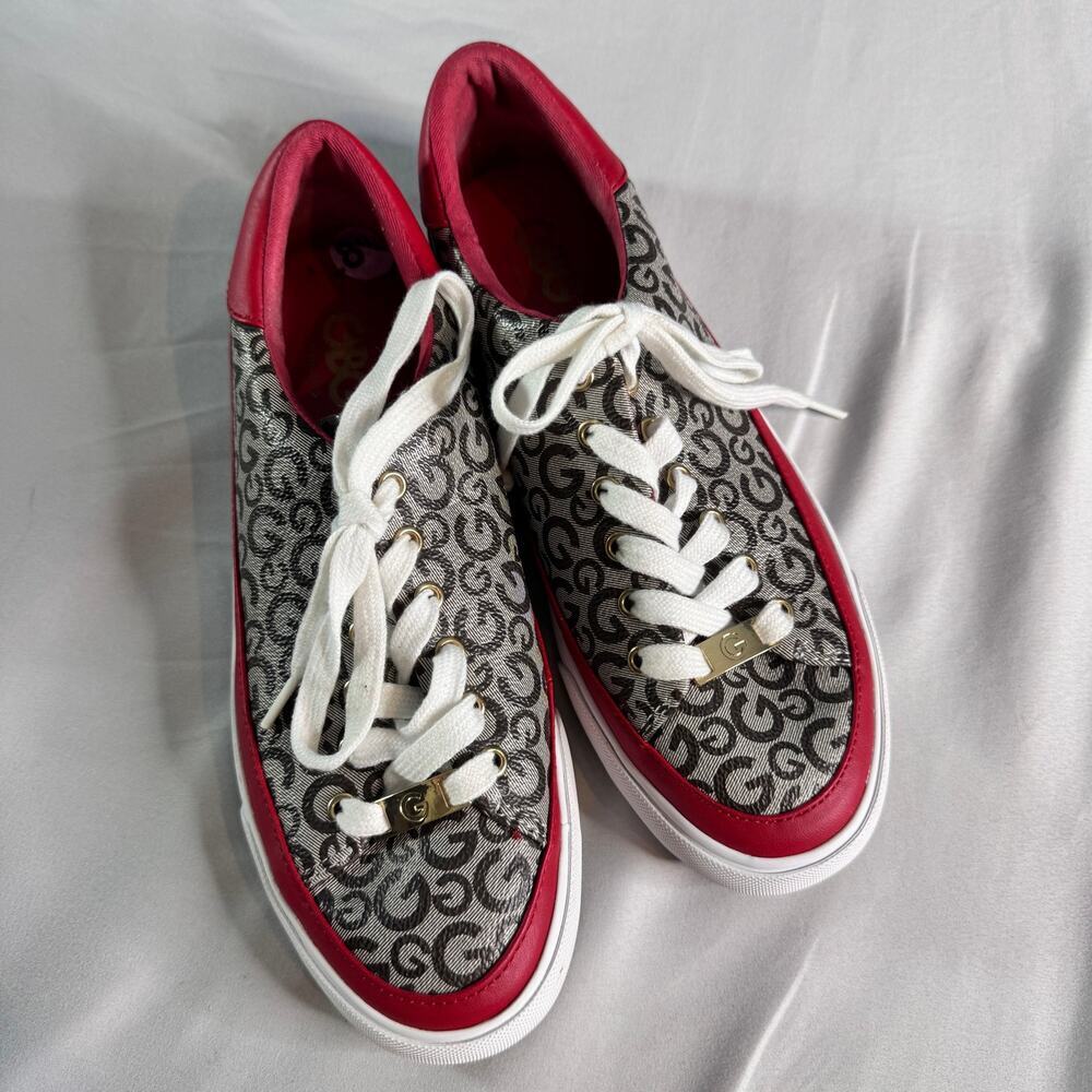 GBG Los Angeles Logo Lace Up Sneakers Womens 8.5 Red Monogram Casual Shoes